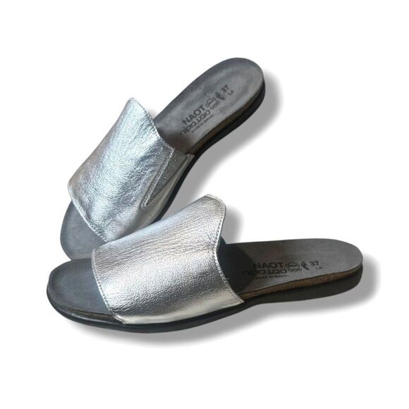 NAOT Skyler Leather Supportive Slide Sandal Silver Slip On Women’s EU 37 (US 6) - Picture 2 of 9